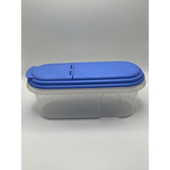 Vintage Anchor Hocking 1.5 QT Plastic Storage Container Blue Lid Set of 2 - Picture 4 of 5